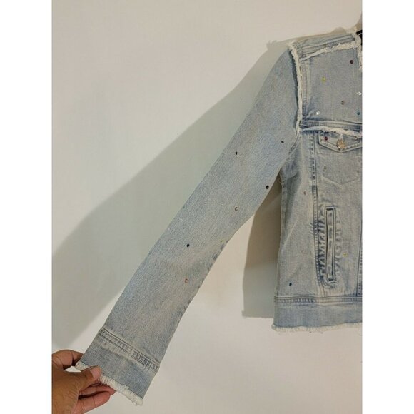 Generation Love Womens Gal Crystal Embellished Denim Jacket Size XS - Picture 4 of 7